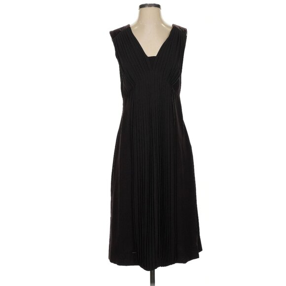 Max Mara Espresso Brown Pleated Fit and Flare Dress Velvet Sash Tie Midi 40 8 - Picture 13 of 13
